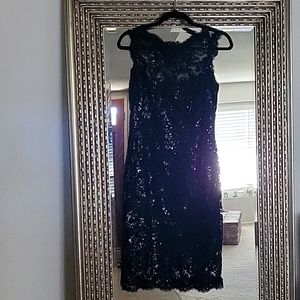 💜TADASHI SHOJI💜 4 BLACK SEQUIN LACE MESH DRESS